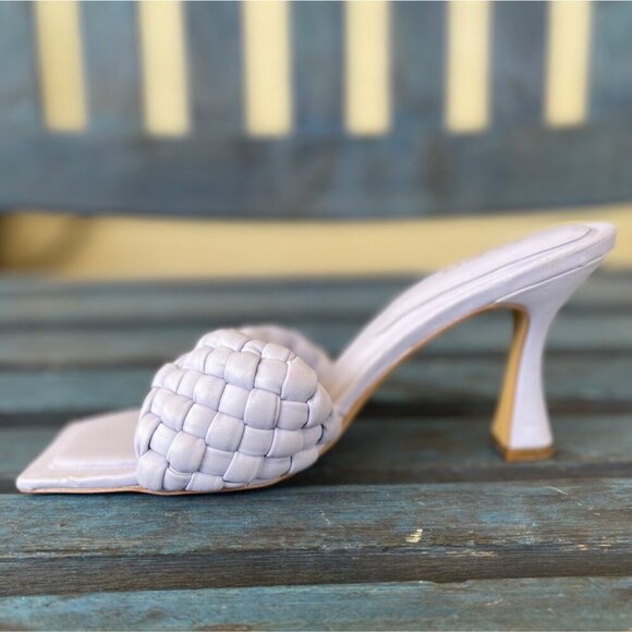 Aldo Women Mules PU Leather Lilac Braided Square Toe Slip-On 8.5 Kitten Heel - Picture 7 of 14